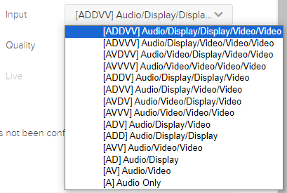 Scheduling page with Input dropdown displayed with 4-Channel options as described