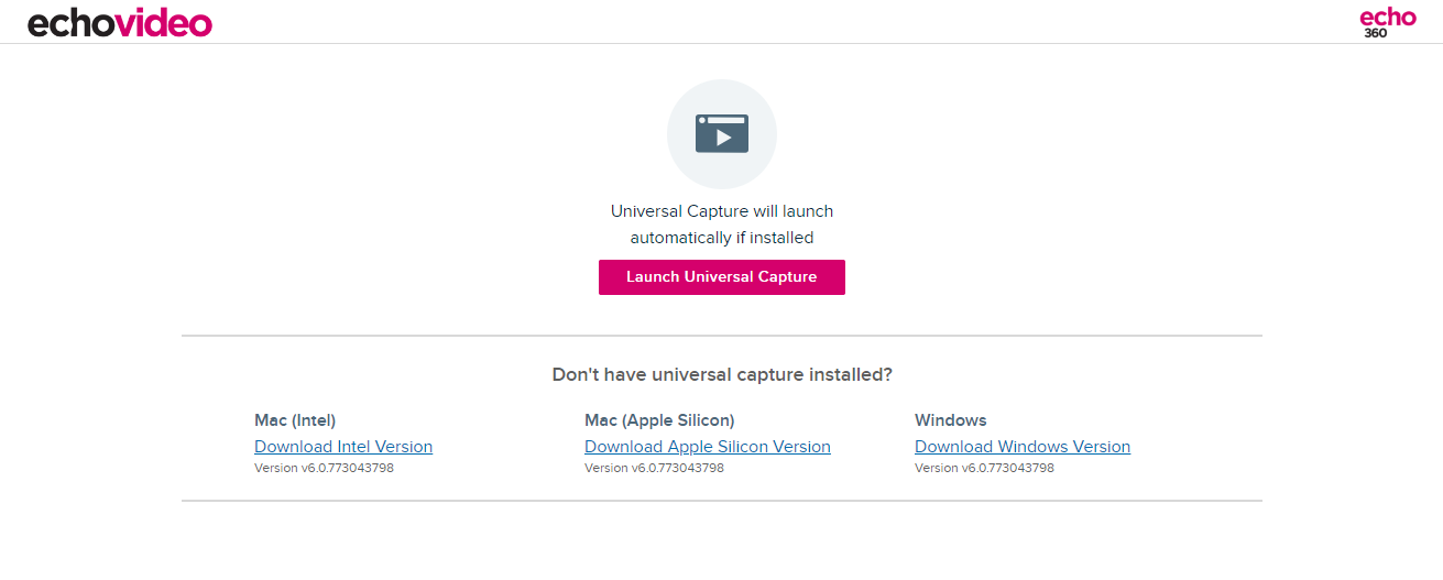 Launch universal capture page with button identified for steps as described
