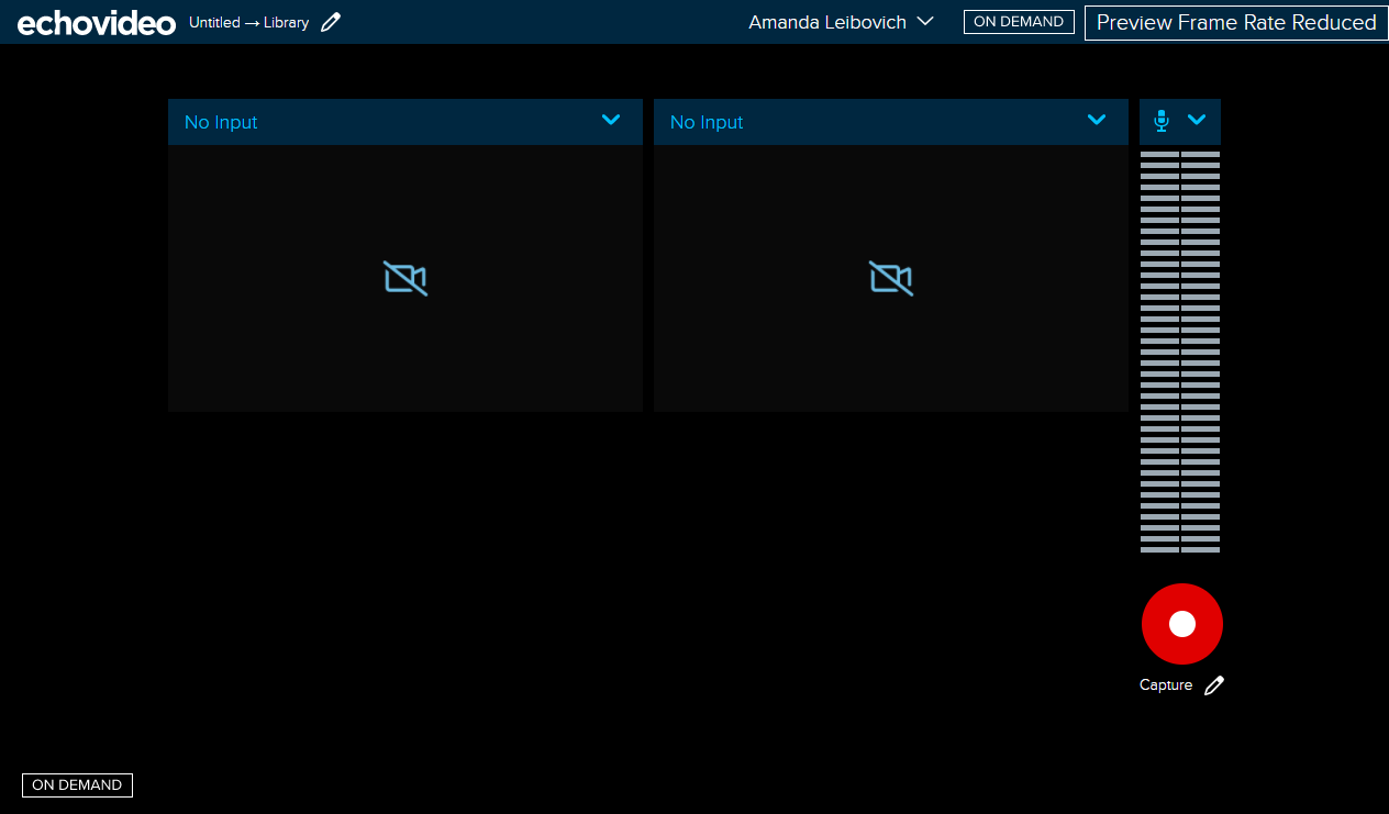 Universal Capture interface with no selected inputs