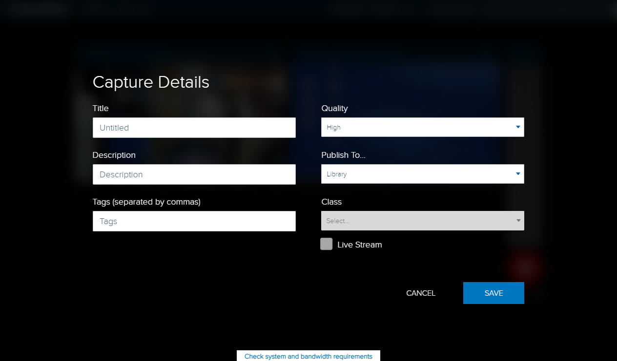 Managed UC Capture Details page