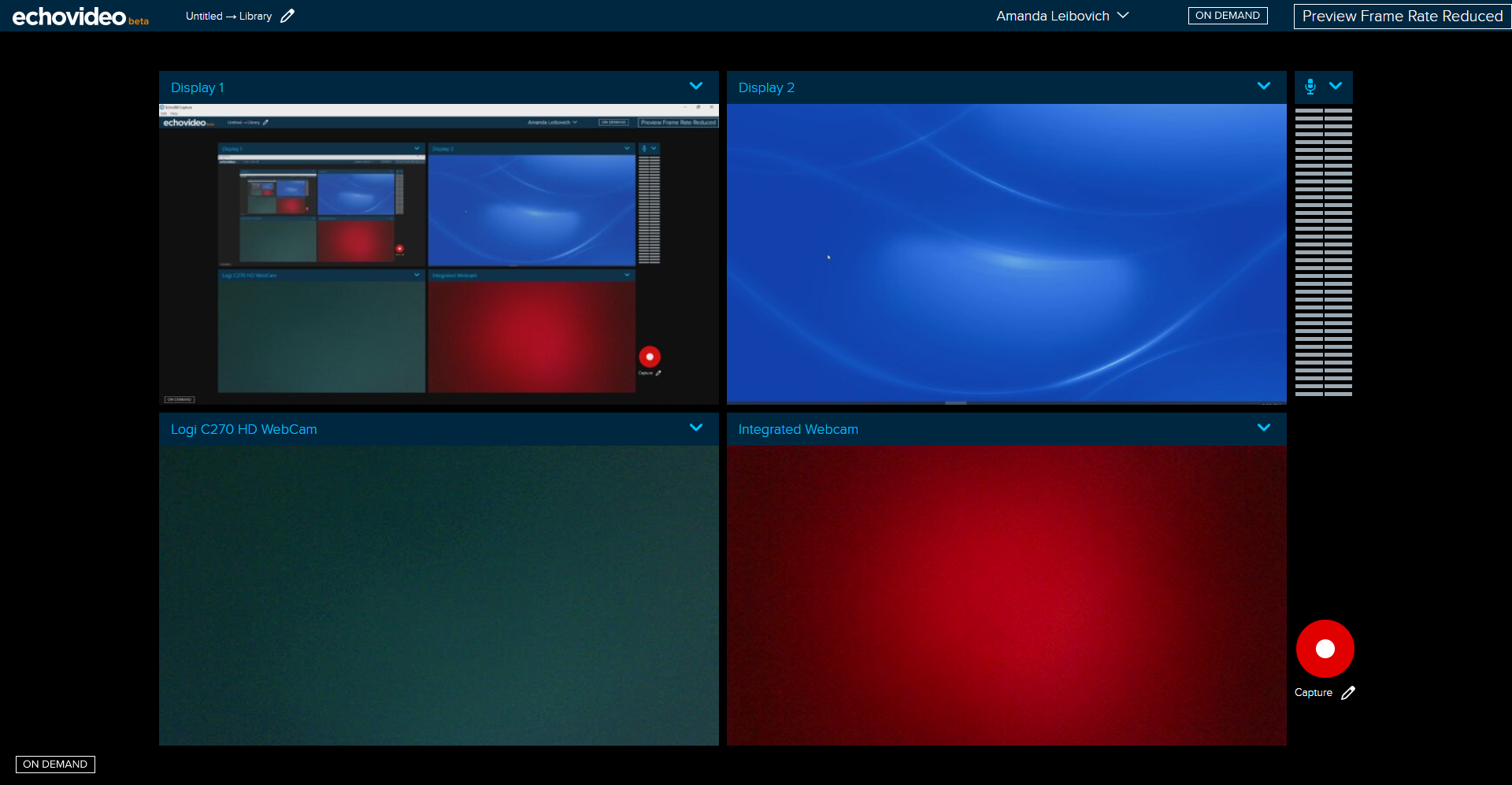 Universal Capture Personal with 4 Channels displayed as described