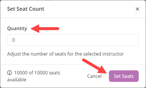 Set Seats Fields identified as described