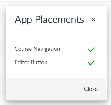 Canvas App Placements with course navigation and editor button placements