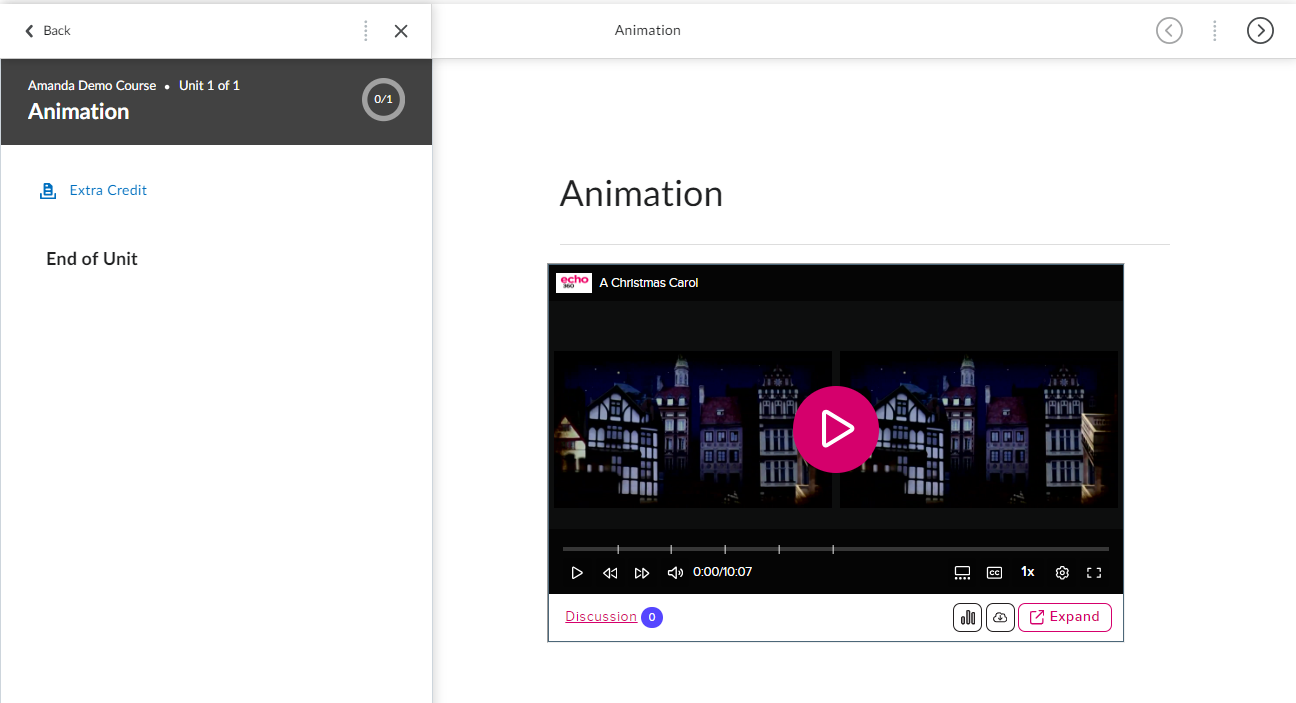 New file page showing embedded Echo360 video from procedural steps for viewing as described