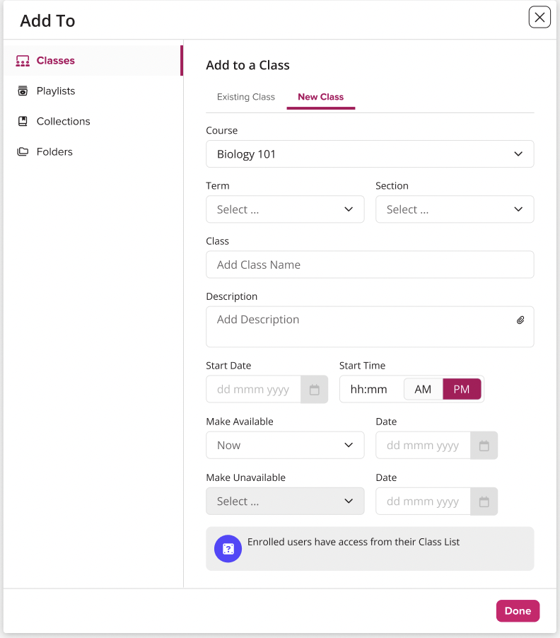 Share modal with updated AM PM toggle for accessibility as described