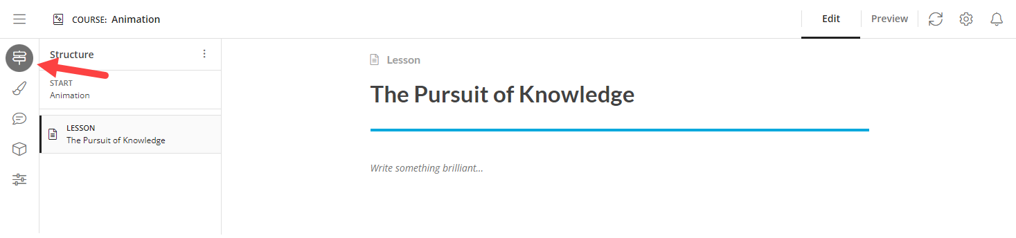 Course Structure icon identified from the menu as described