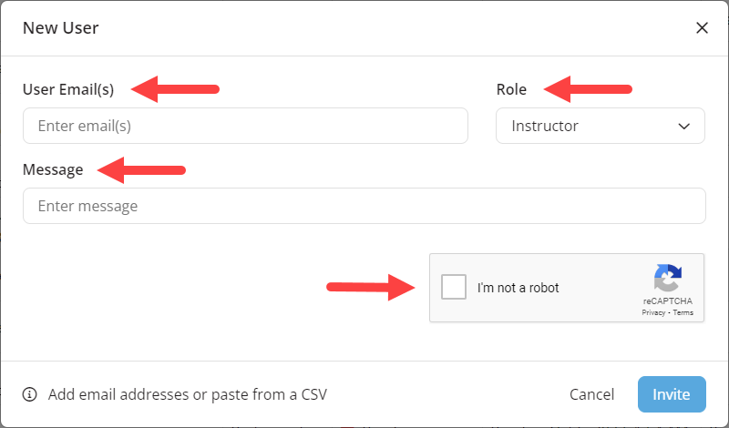 Add New User Fields identified as described