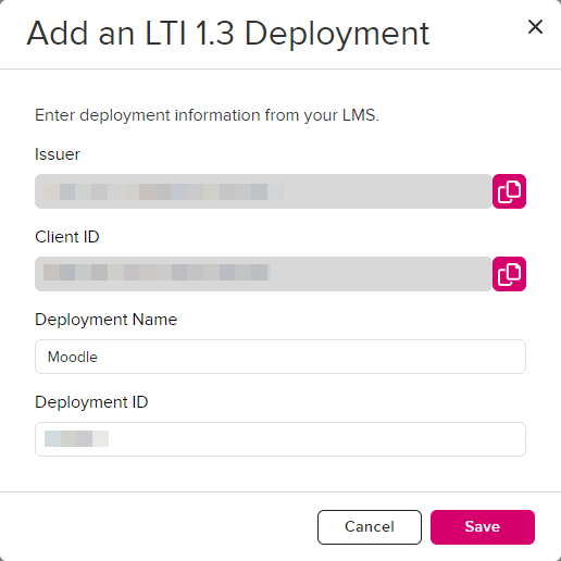 Add an EchoVideo LTI 1.3 Configuration window as described