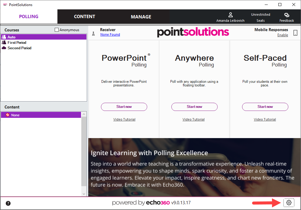 PointSolutions Desktop dashboard with Preferences icon identified as described