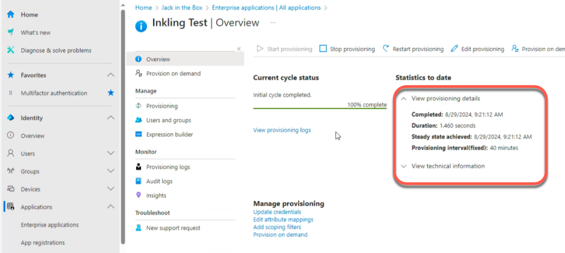 Inkling test overview with Statistics to date indentified as described