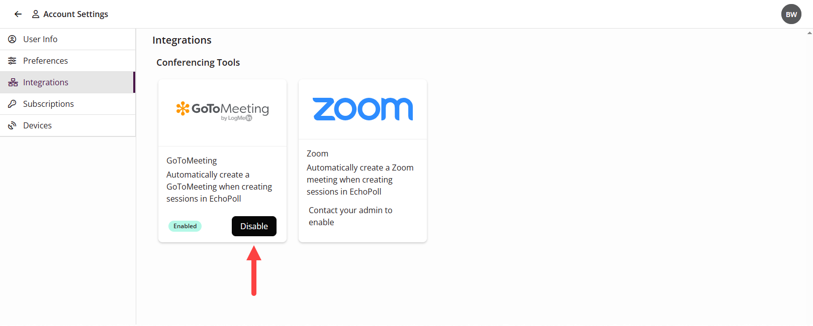 GoToMeeting Disabled button identified as described