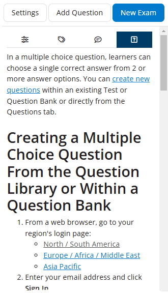 EchoExam Test Editor showing the additional information tab identified