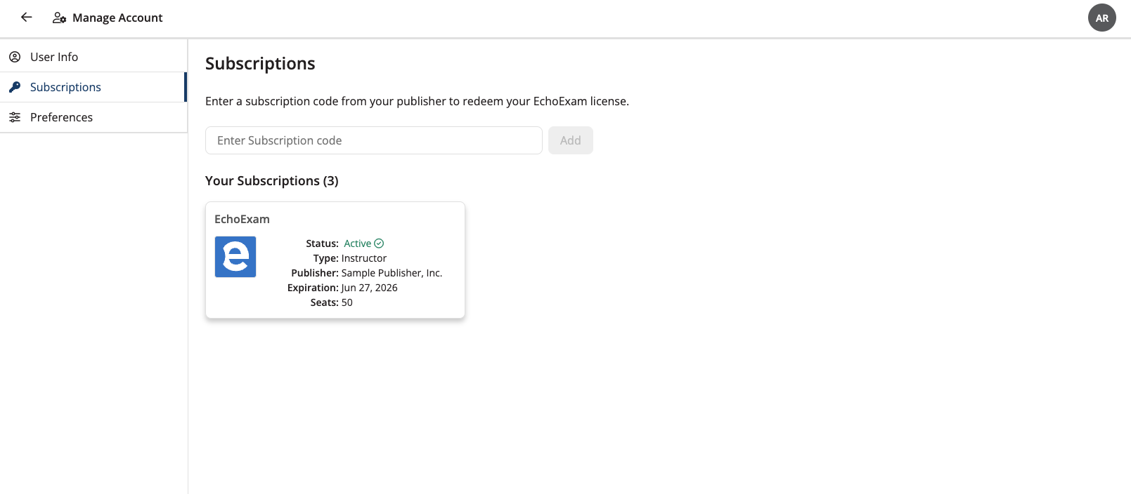 Publisher Subscription Renewal modal