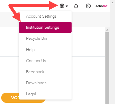 Settings and Institution Settings identified