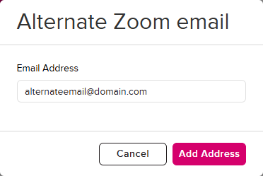 Verify alternate email address popup with email field for entry as described