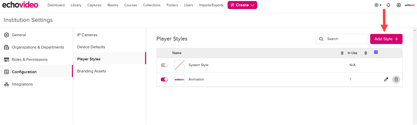 Player Styles with Add New Style button identified