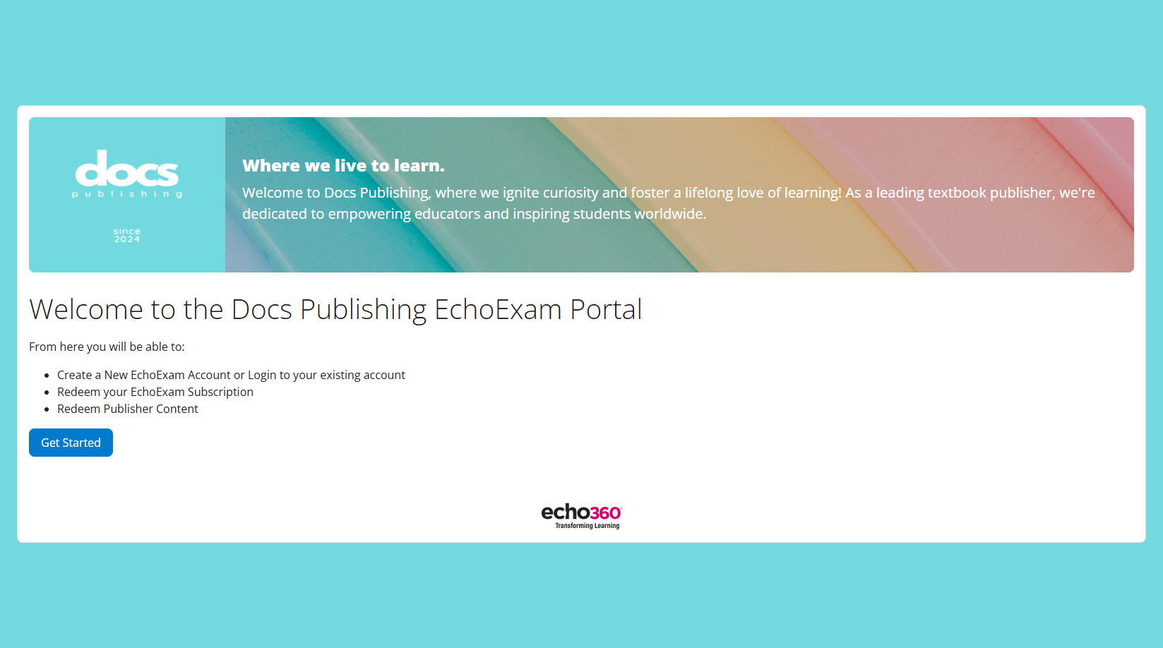 A Publisher's EchoExam page