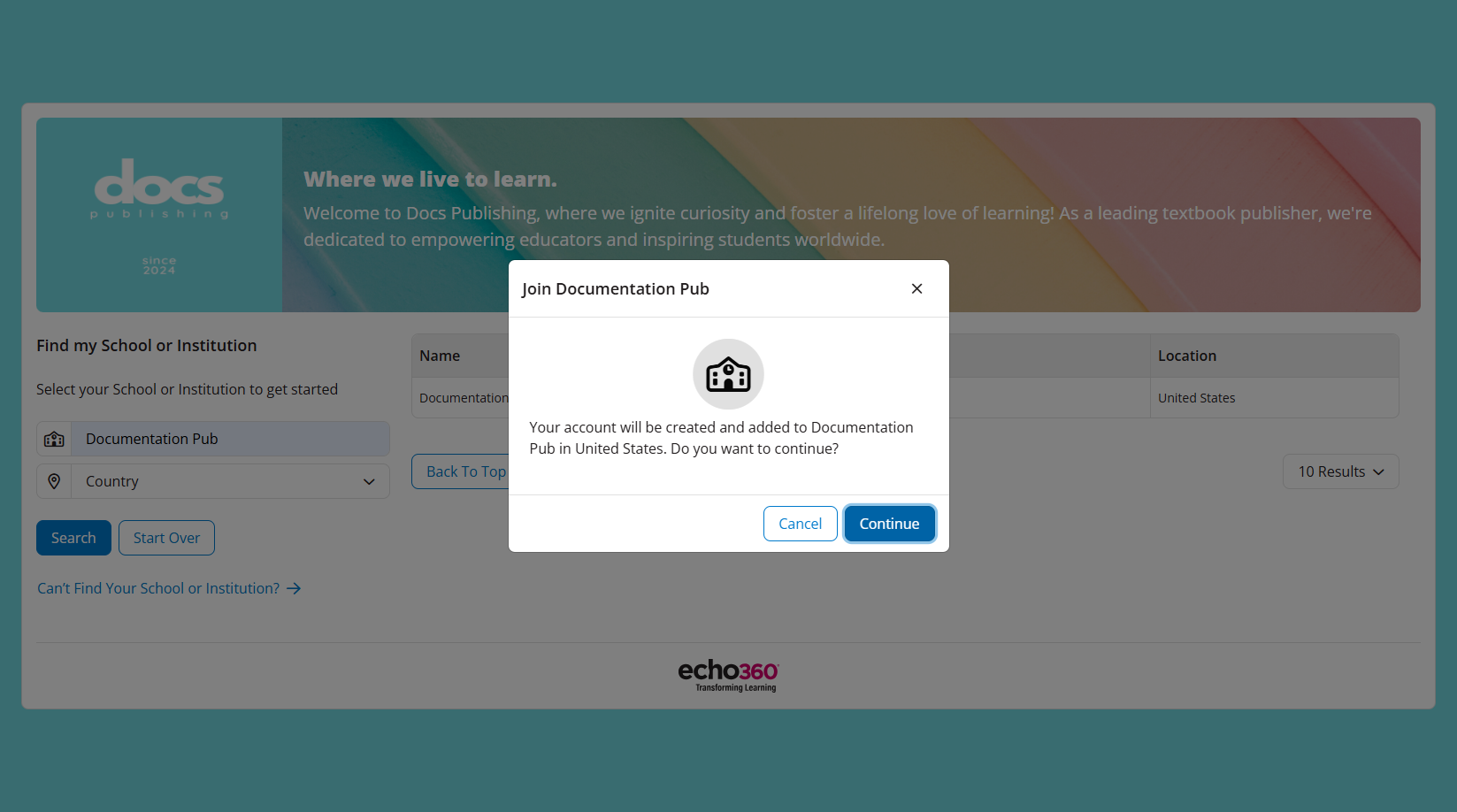 Join Publisher confirmation message as described