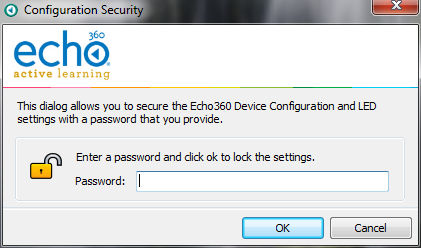 Configuration Security dialog box as described