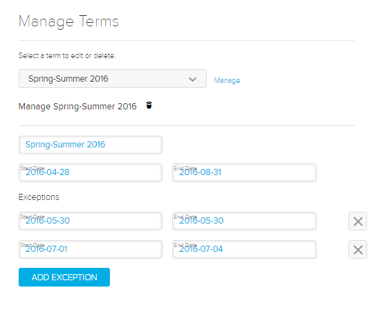 Manage selection shown