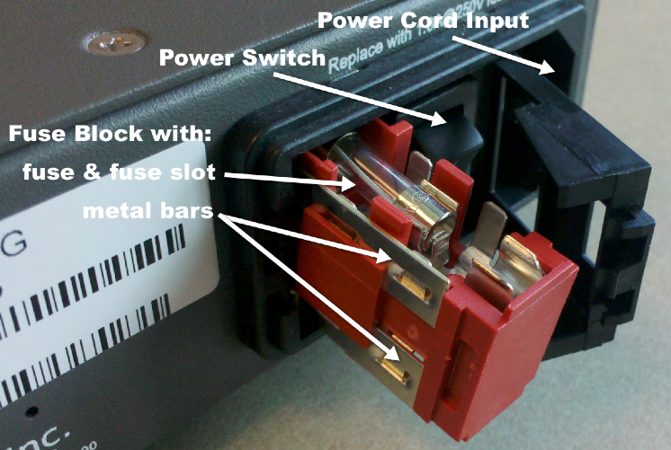 back of SCHD with power switch assembly items identified