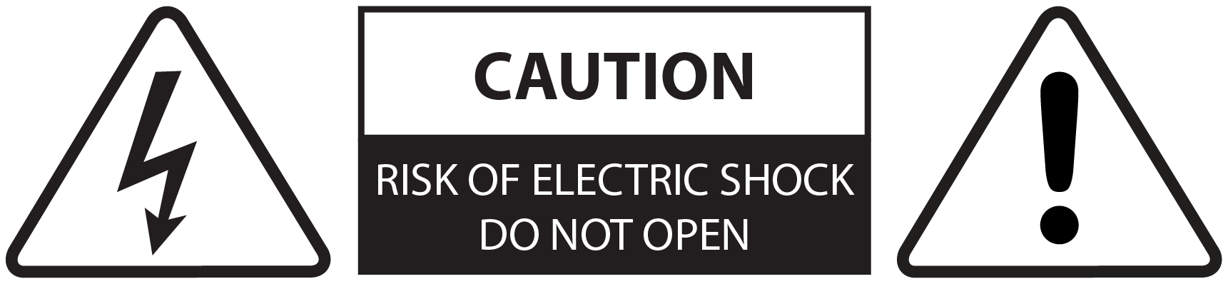 Warning symbols indicating a risk of electric shock