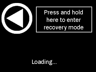 press to enter recovery mode screen on startup of Pod as described