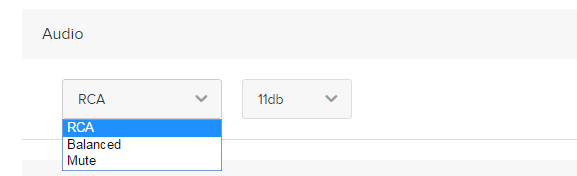 audio section of device input configuration page with options as described