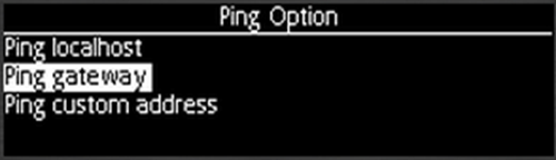 Ping menu options for steps as described