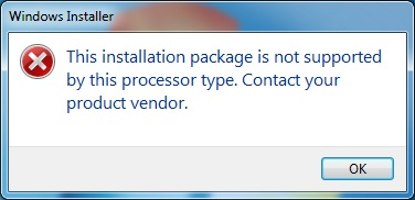 Installer error for 32-bit systems