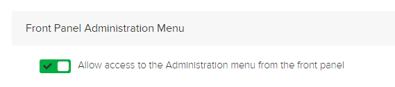 Front panel administration section of device configuration page as described