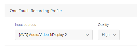 one touch recording profile section of device configuration page as described