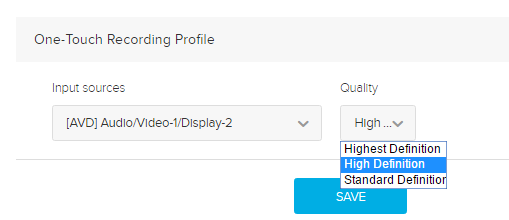 one touch recording profile section of device configuration page as described