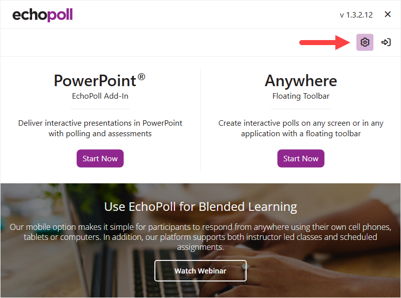 EchoPoll Companion App with Preferences icon identified
