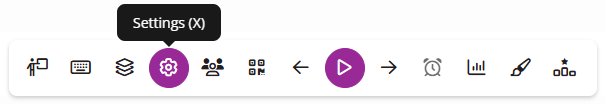 Presentation View toolbar with Settings identified as described