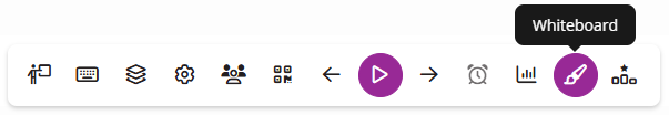 Presentation View toolbar with Whiteboard identified as described
