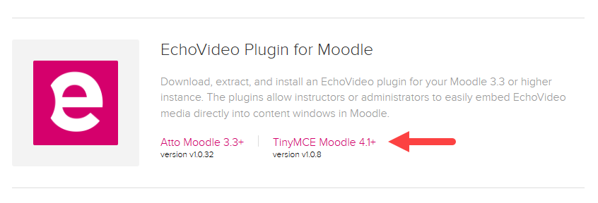 Moodle Plugin options with TinyMCE Moodle 4.1+ identified as described
