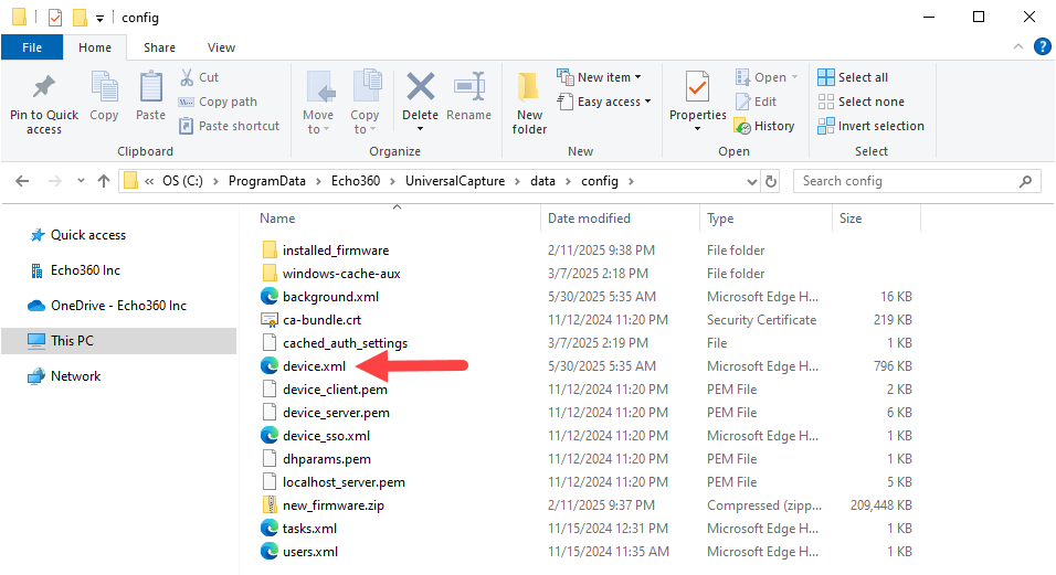 File Explorer open to the listed location
