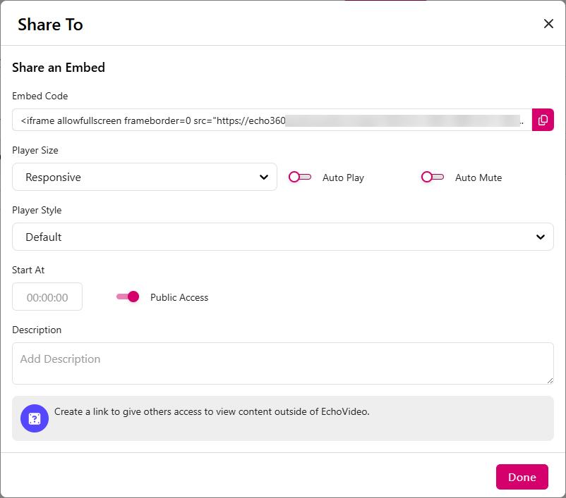 Media Details Page opened to the Embed section of the Publishing tab with Edit Embed section opened