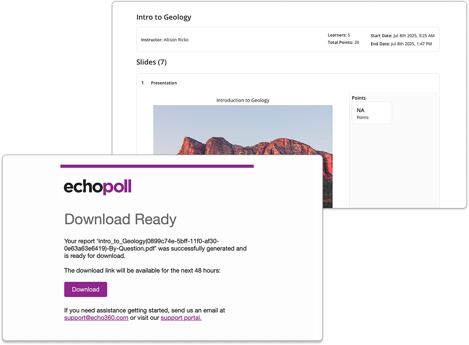 The By Question option of an Assignment report showing the downloaded report