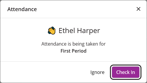 The EchoPoll learner attendance check in prompt