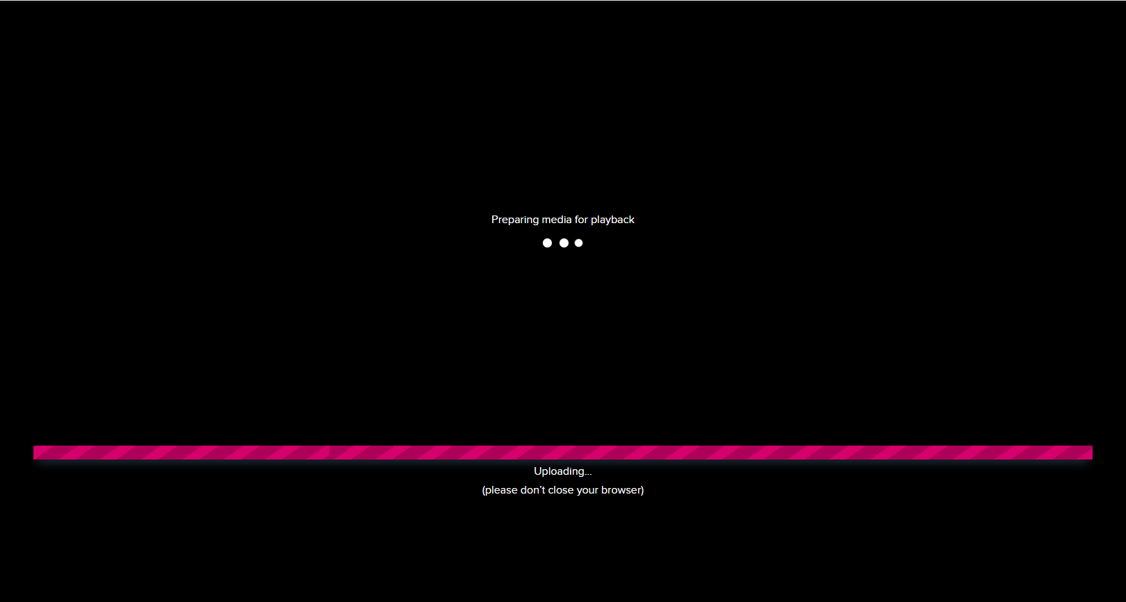Browser capture open with upload bar progression shown