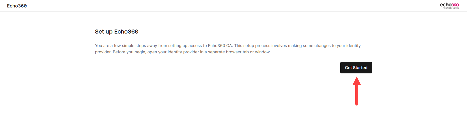 The setup Auth0 screen with the Get Started button identified as described