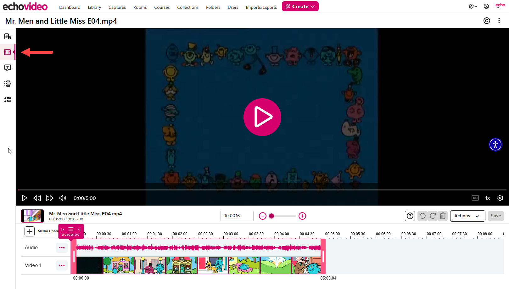 Media details page with Media Editor tab identified for steps as described