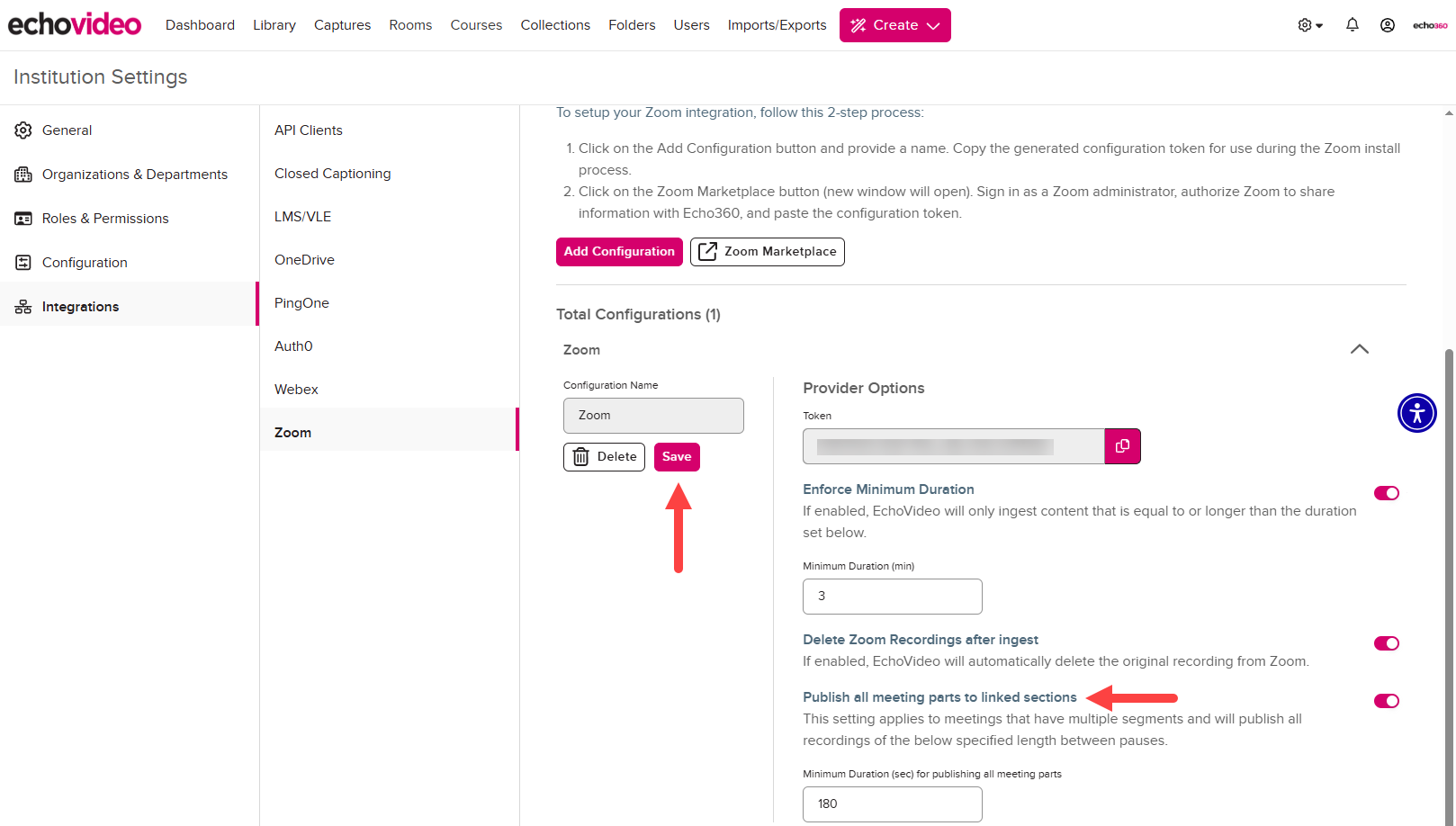 Navigation to Publish all meeting parts toggle as described