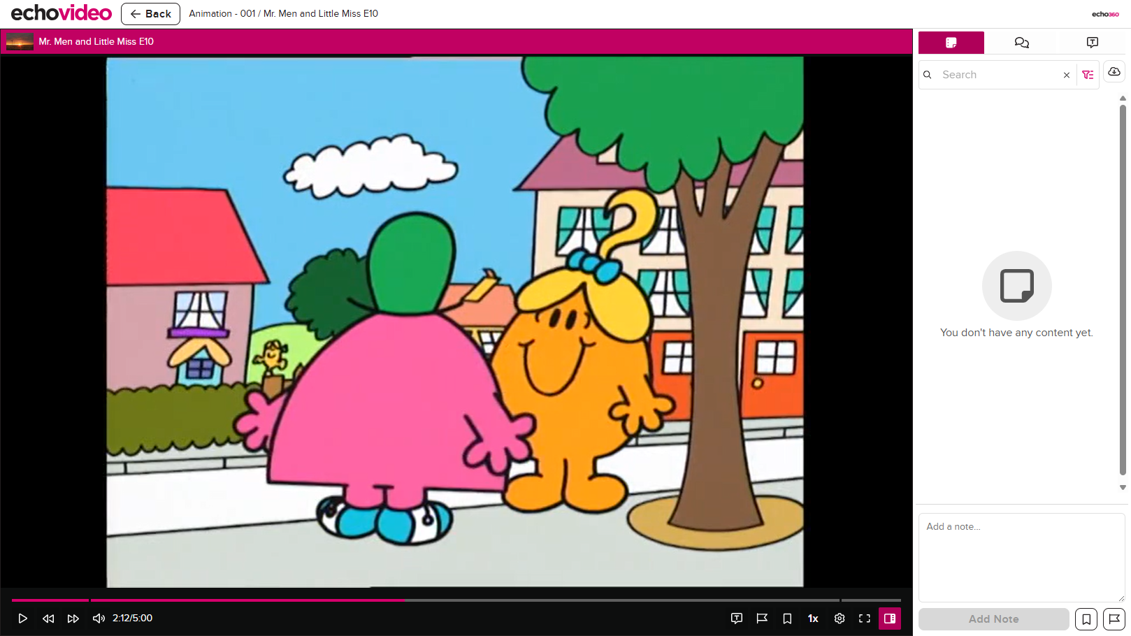 Student view of a classroom with a video