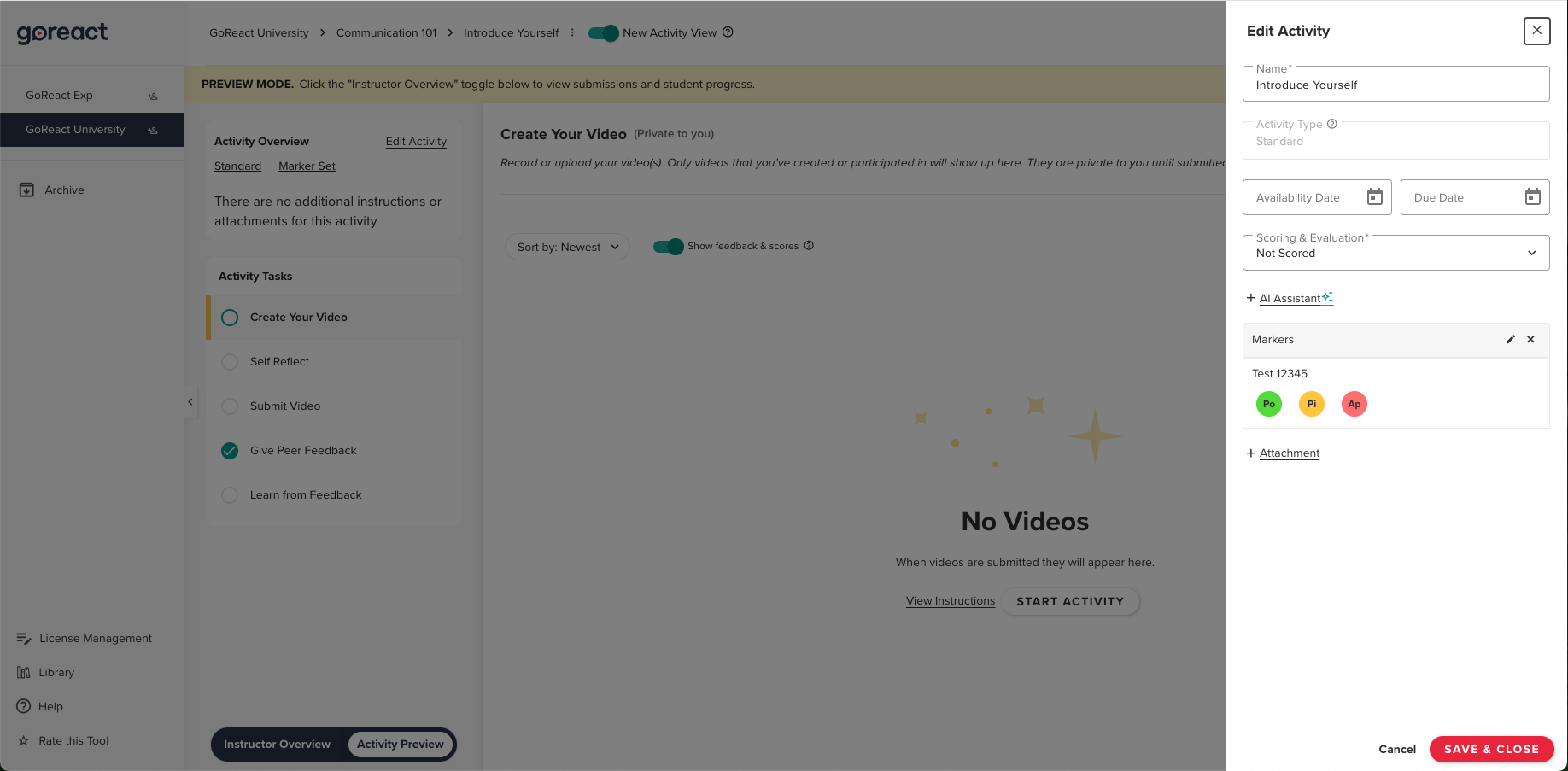 Editing the Activity-level Settings