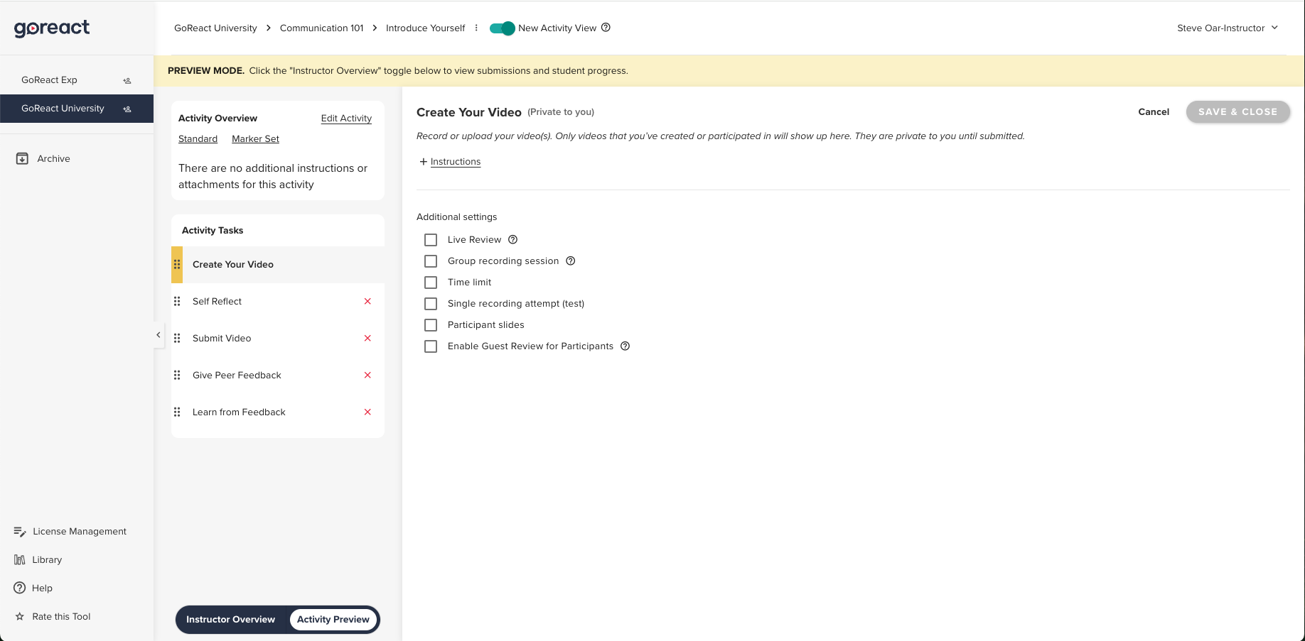 Editing the Activity Tasks