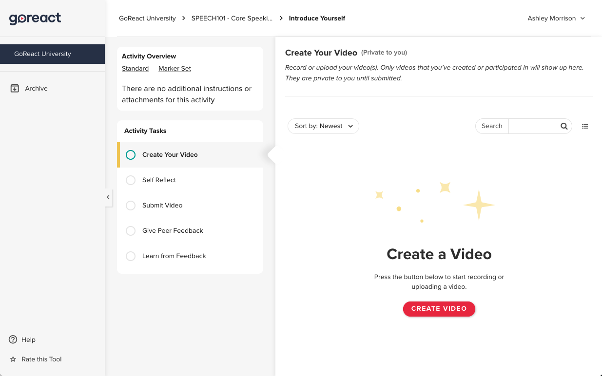 Learner View of Activity Tasks