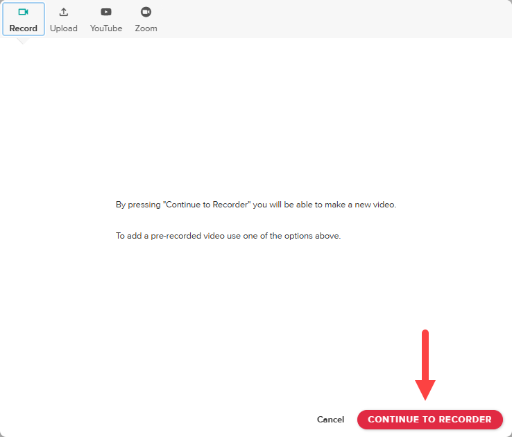 File Picker window with Continue to Recorder button identified as described